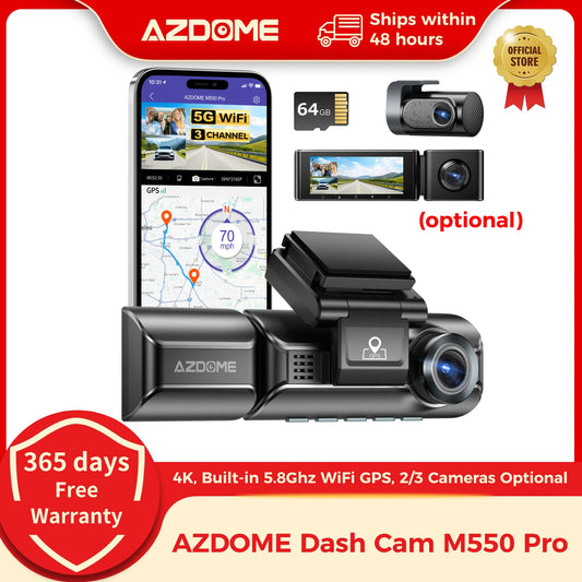 Upgrade AZDOME M550 Pro Car DVR Dash Cam 4K 5.8Ghz WiFi 2/3